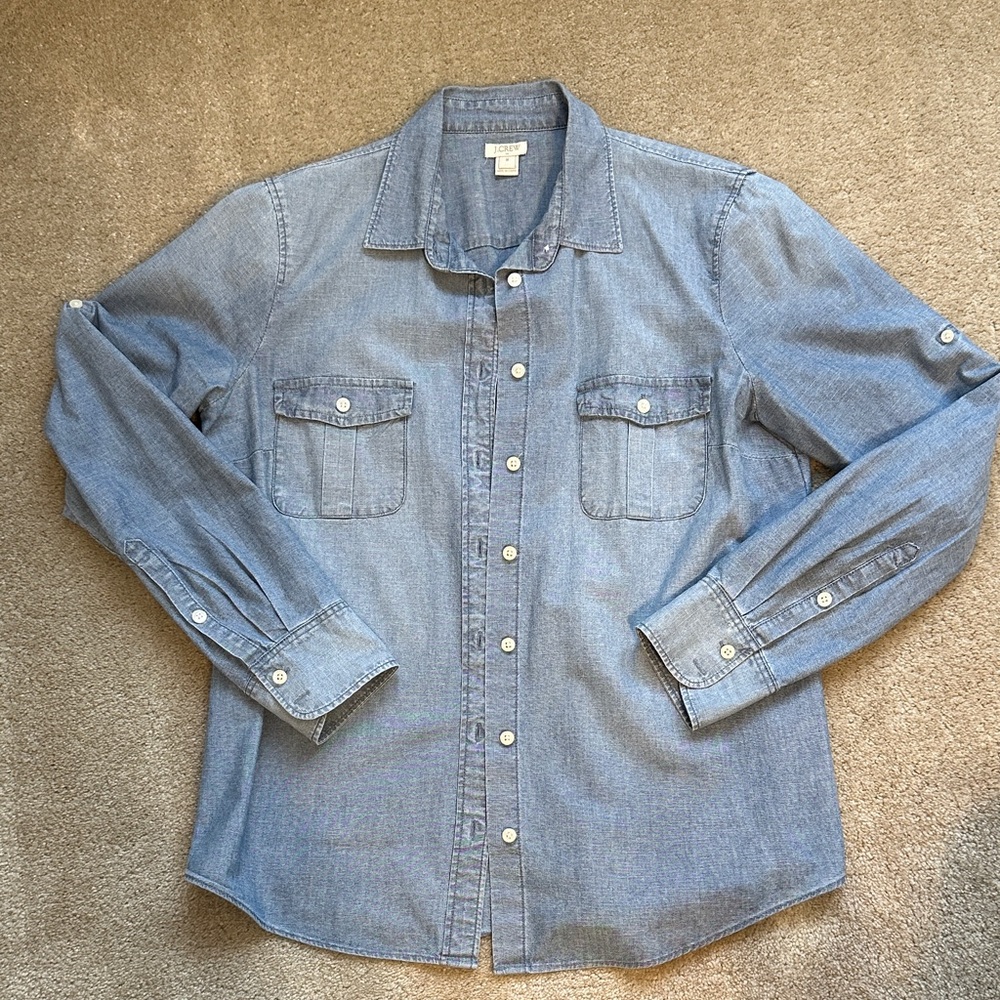 J. Crew Light Blue Denim Button-Up Shirt